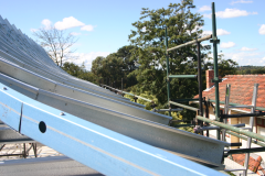 Construction of curved steel roof