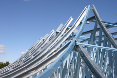 Construction of curved steel roof
