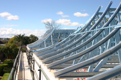 Construction of curved steel roof