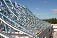 Construction of curved steel roof