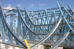 Construction of curved steel roof