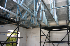 Construction of curved steel roof